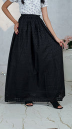 Noir Vine Chikankari Maxi Skirt | The Western Edit