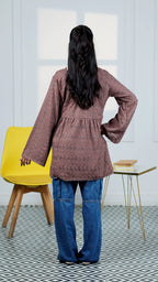 Muted Mauve Flared Wrap Top | The Western Edit