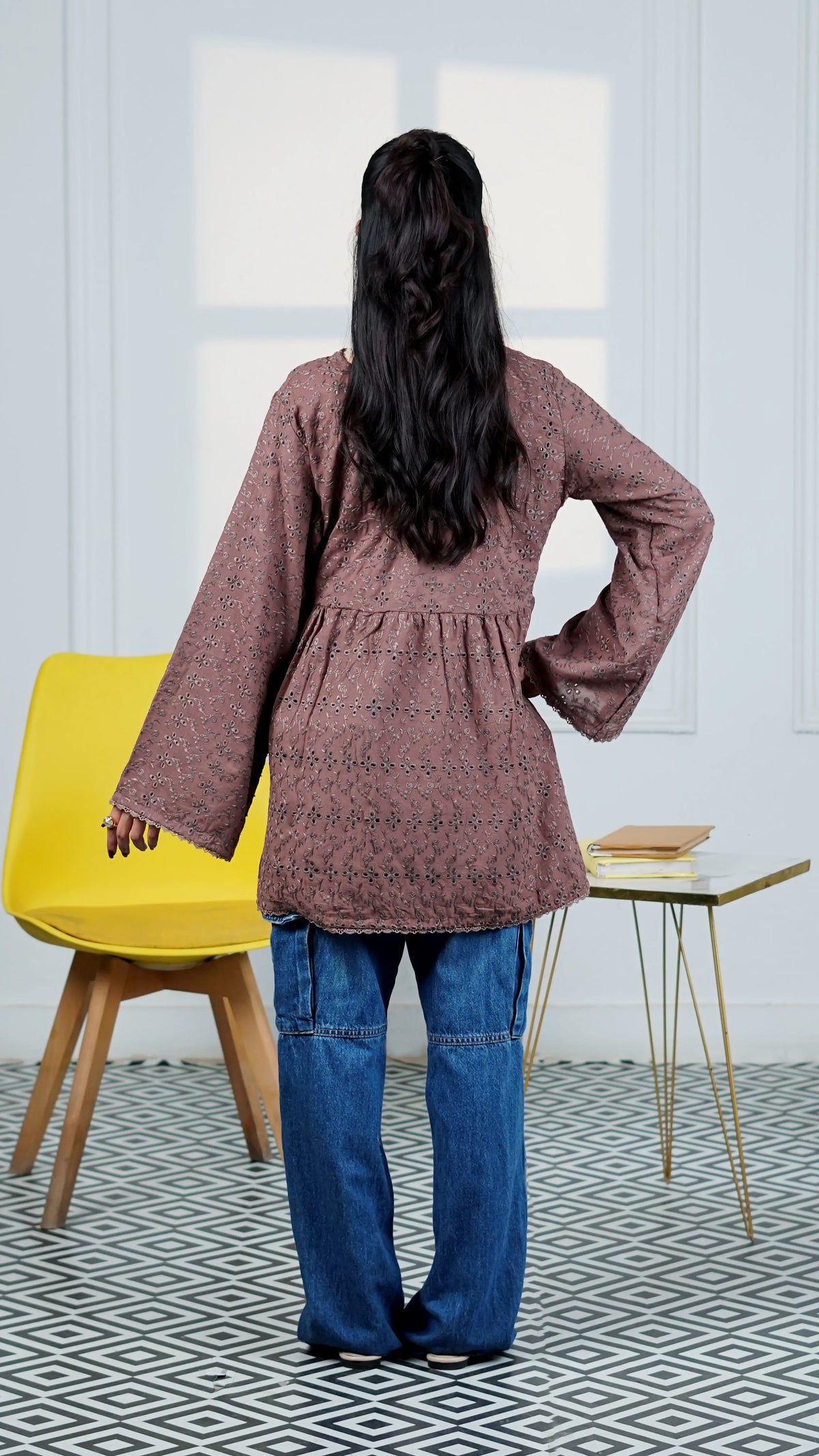 Muted Mauve Flared Wrap Top | The Western Edit