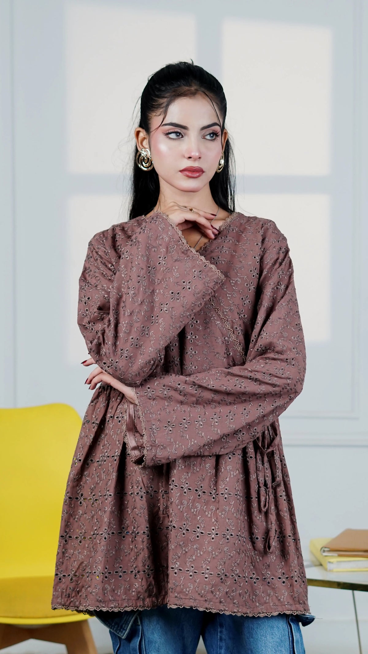 Muted Mauve Flared Wrap Top | The Western Edit