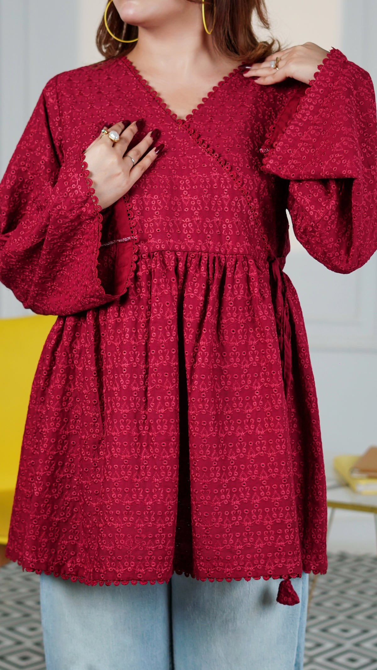 Cherry Bloom Wrap Top | The Western Edit