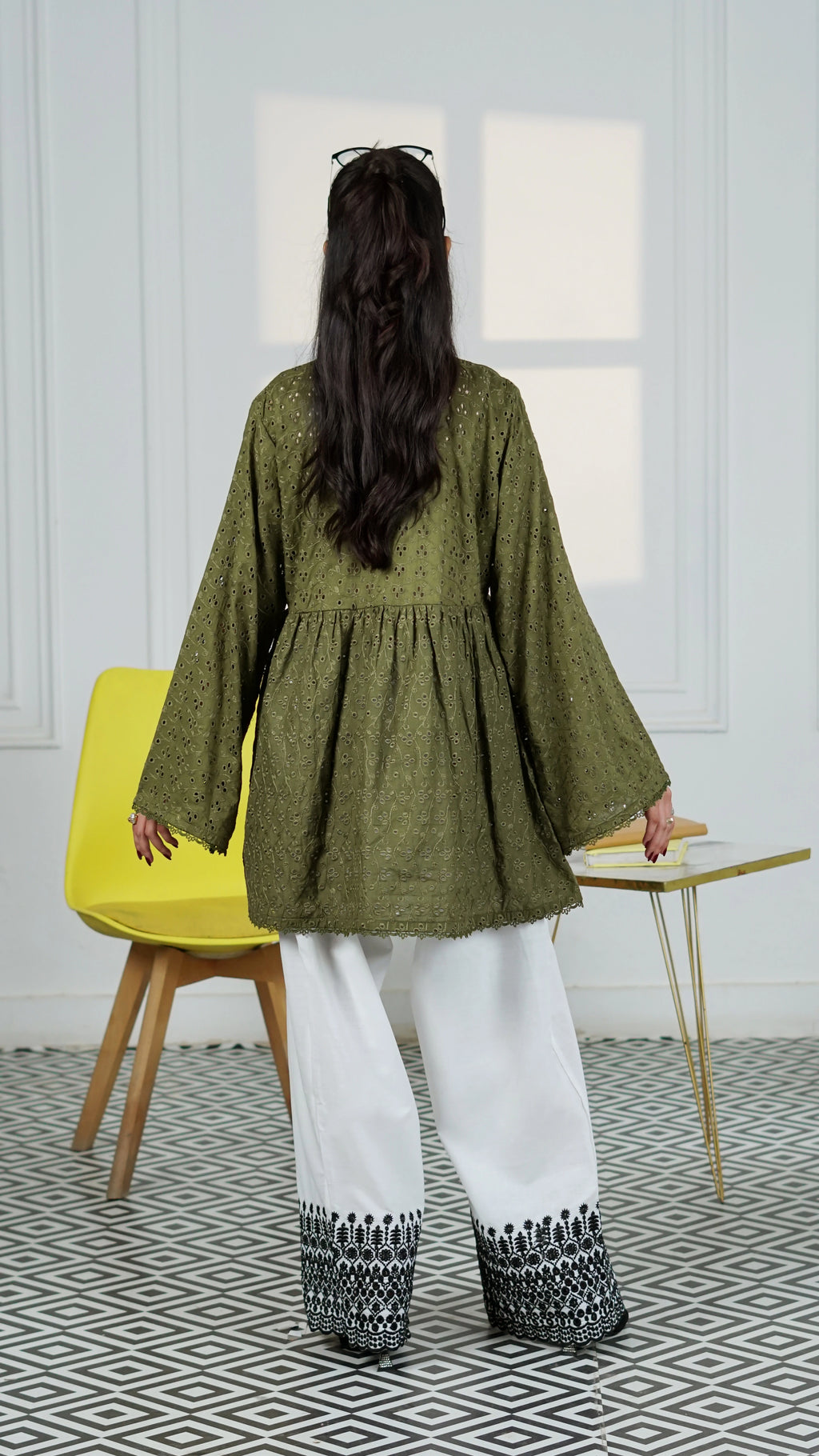 Olive Eyelet Wrap Top | The Western Edit