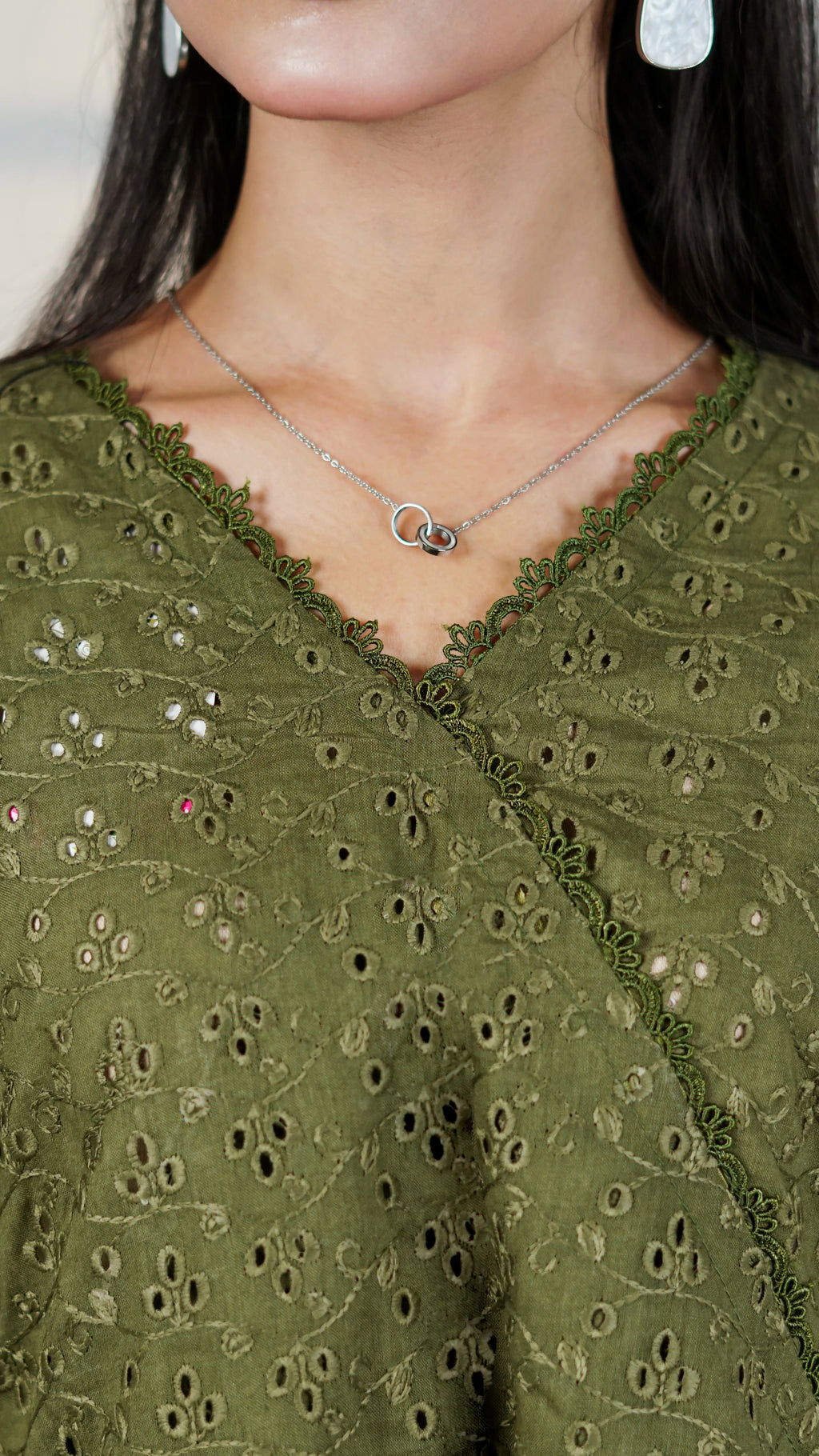Olive Eyelet Wrap Top | The Western Edit