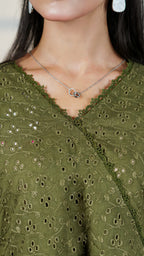 Olive Eyelet Wrap Top | The Western Edit