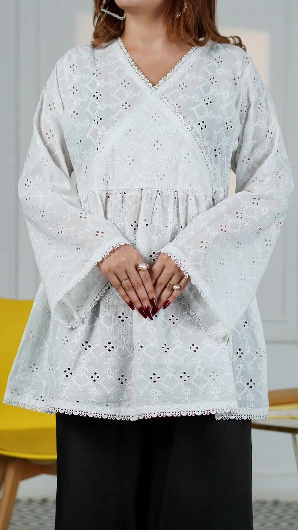 Snowdrop Eyelet Wrap Top | The Western Edit