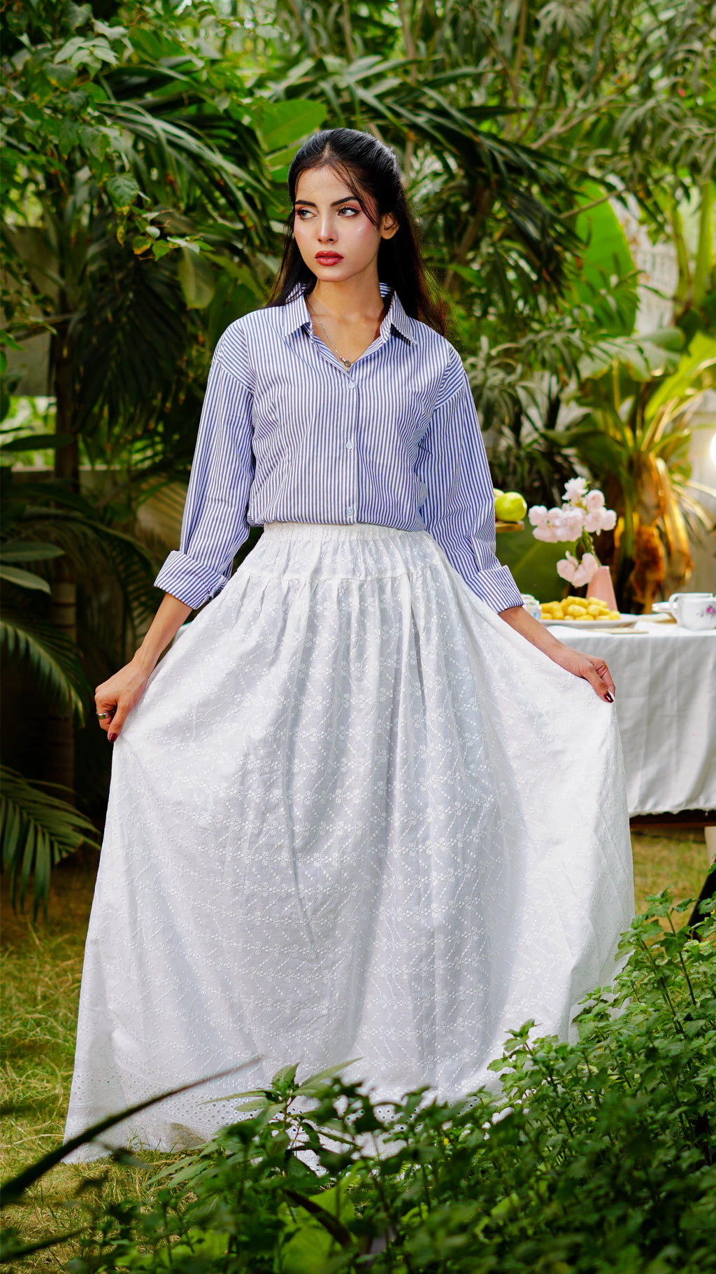 Jasmine Vine Chikankari Maxi Skirt | The Western Edit