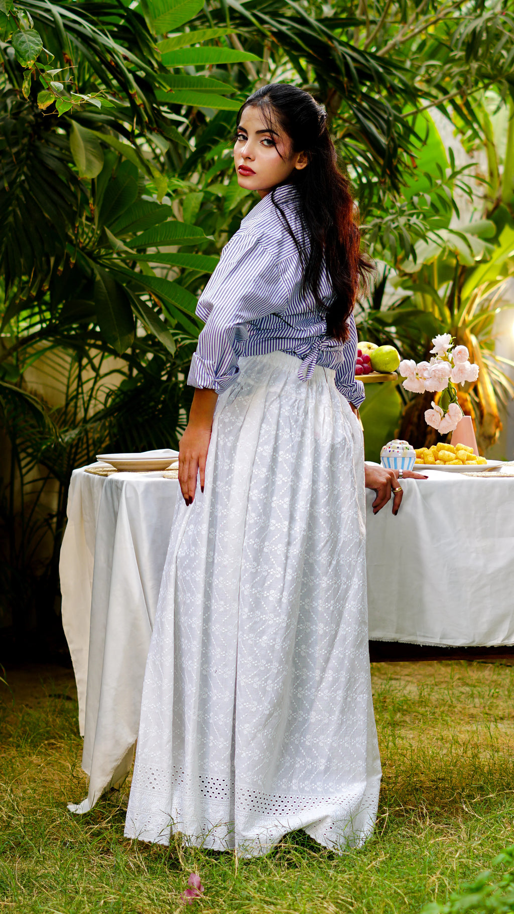 Jasmine Vine Chikankari Maxi Skirt | The Western Edit