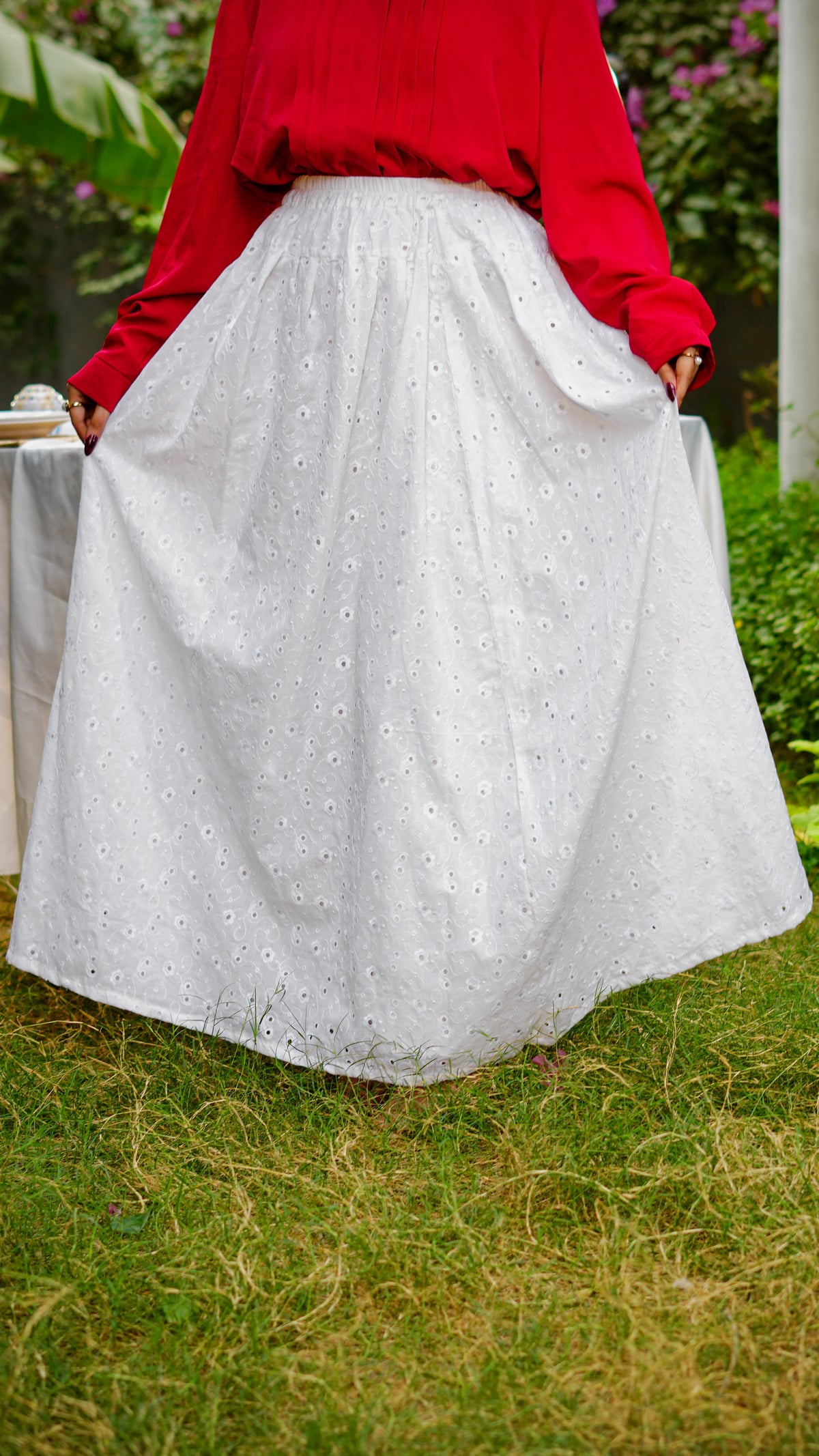 Daisy Dew Chikankari Maxi Skirt | The Western Edit